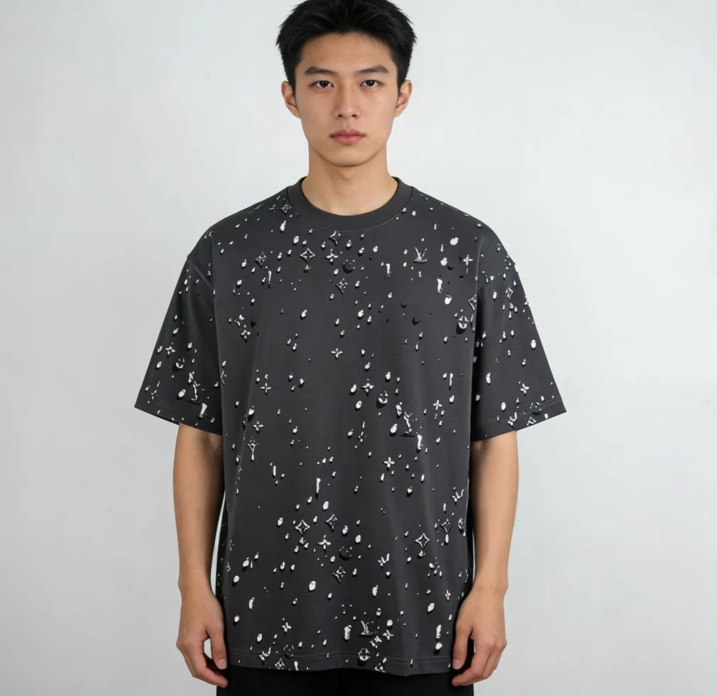 Louis Vuitton/Louis Vuitton 26ss 3D presbyopia water drop print short sleeves